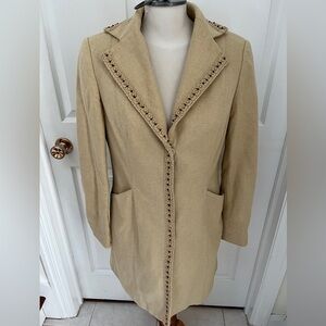 Nine West Camel lightweight coat with beading detail size medium
